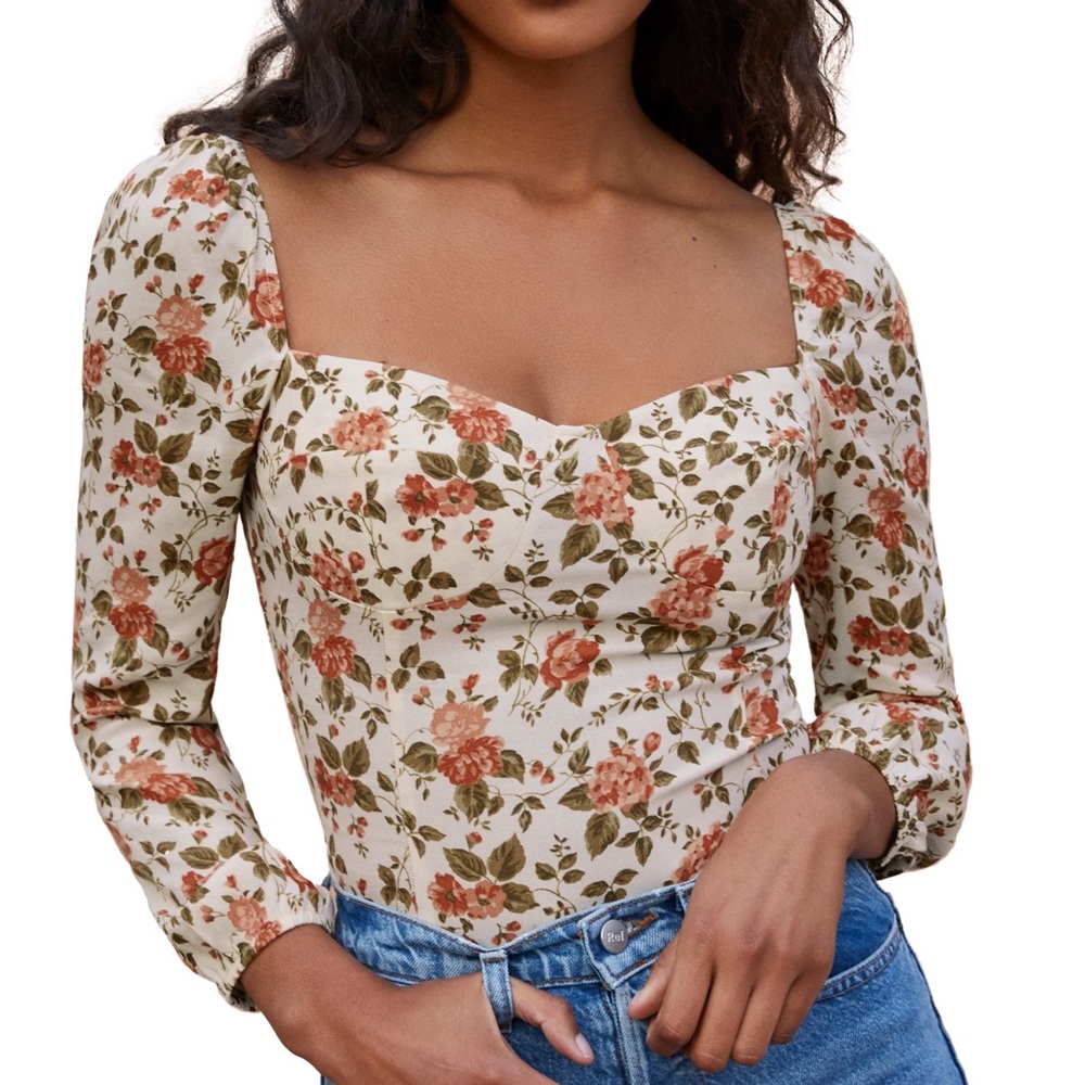 Reformation Reign Top in Foliage Print